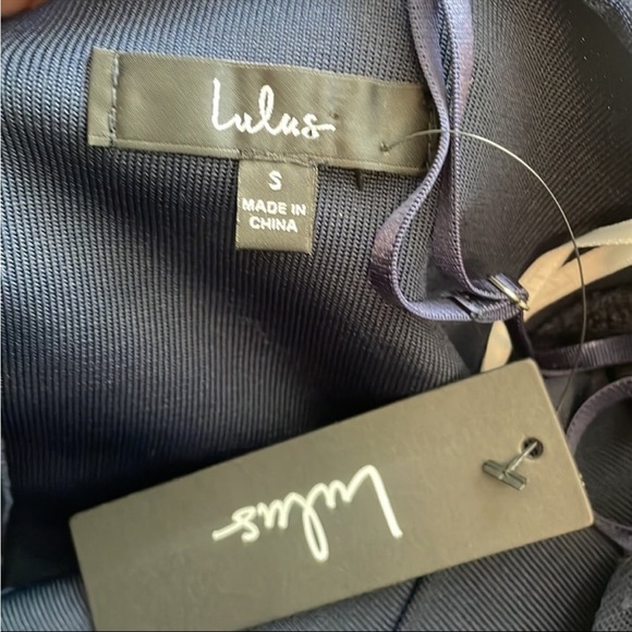 NWT Lulus Posh Outlook Navy Blue Swiss Dot Cutout Bodycon Dress - Picture 6 of 6